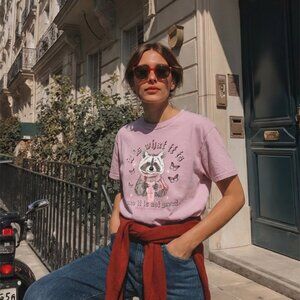 Simply Southern Shirt Women's Large Mauve Raccoon It Is What It Is